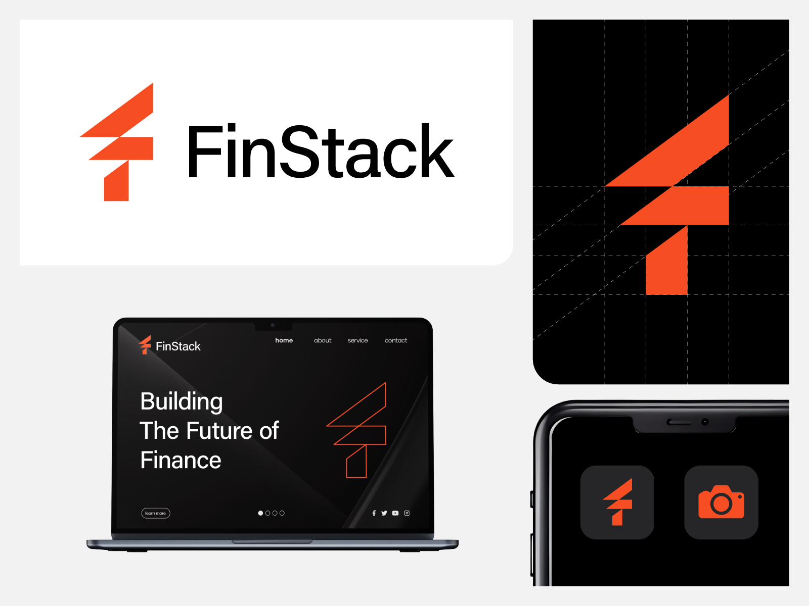 FinStack - Modern logo for Fintech Brand branding f f logo financial logo fintech logo flat logo geometric logo graphic design identity logo logo design logo designer mark modern logo simple logo smart logo software logo symbol tech logo visual identity