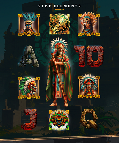 Aztec Slot Symbols — Game Art Design 2dart aztecslot casinodesign casinogame conceptart digitalart dribbbleartist fastgames gameart gameassets gamedesign gamestudio slotart slotdesign uiuxdesign