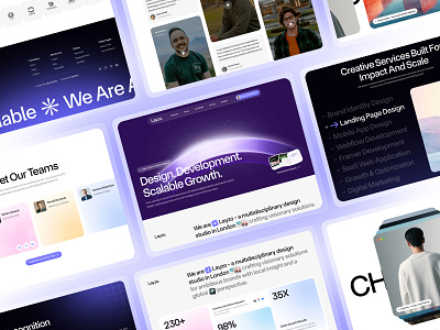 Layzo - Creative Agency Website UI Design agency website creative agency creative design digital agency figma hero section homepage landing page modern ui portfolio section service section team section testimonial trendy ui ui ux design visual design web design web template web ui website design