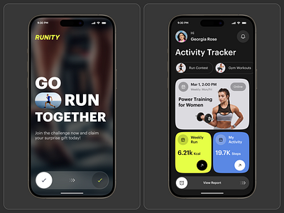 Modern Fitness & Running Tracker App UI Design activity tracker app design fitness fitness app fitness tracker fitness tracking gym app mobile mobile app run app run tracker running app smart watch app sports app ui design wellness app workout app