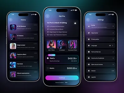 AI Image Generator Mobile App - Subscription ai app ai app design ai design ai image ai image generator ai technology app app design artificial intelligence generate with ai image generator app ios mobile app plans pricing pricing page pricing plan prompt to image subscription page uiux