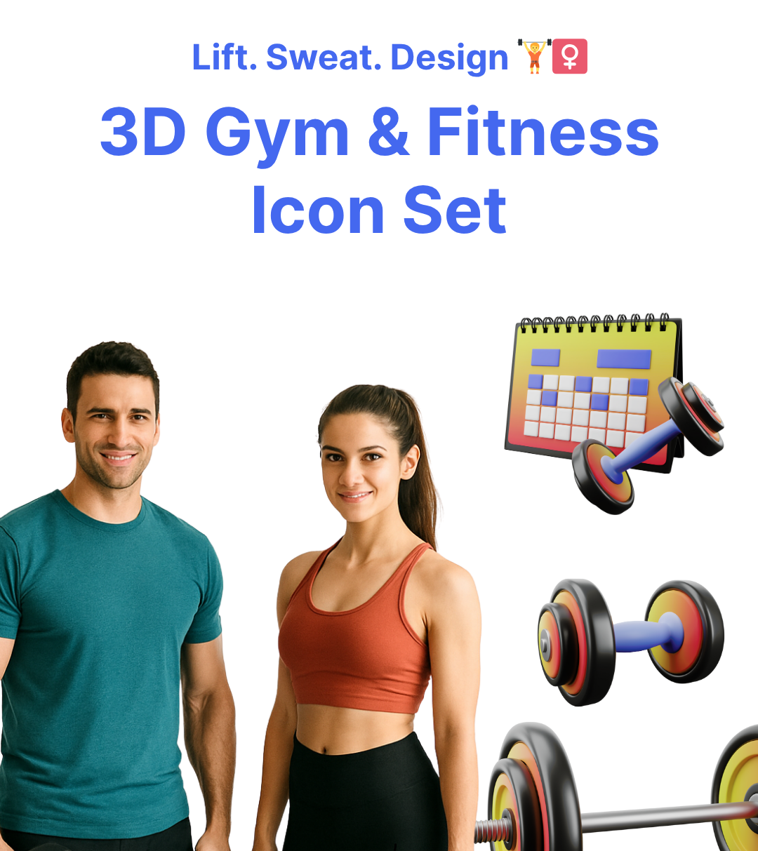 3D Gym & Fitness Illustration 3d branding design graphic design icons illustration ui ux