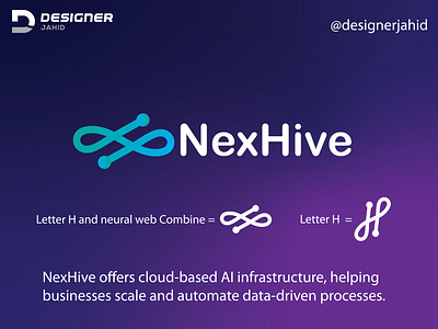 Letter H and Neural Web Combine NexHive Logo design 2025. abstract logo ai logo alphabet logo branding cloud based logo combination mark logo creative logo design designer jahid graphic design letter logo logo modern logo monogram logo new logo nexhive logo pictorial logo tech logo technology logo vector