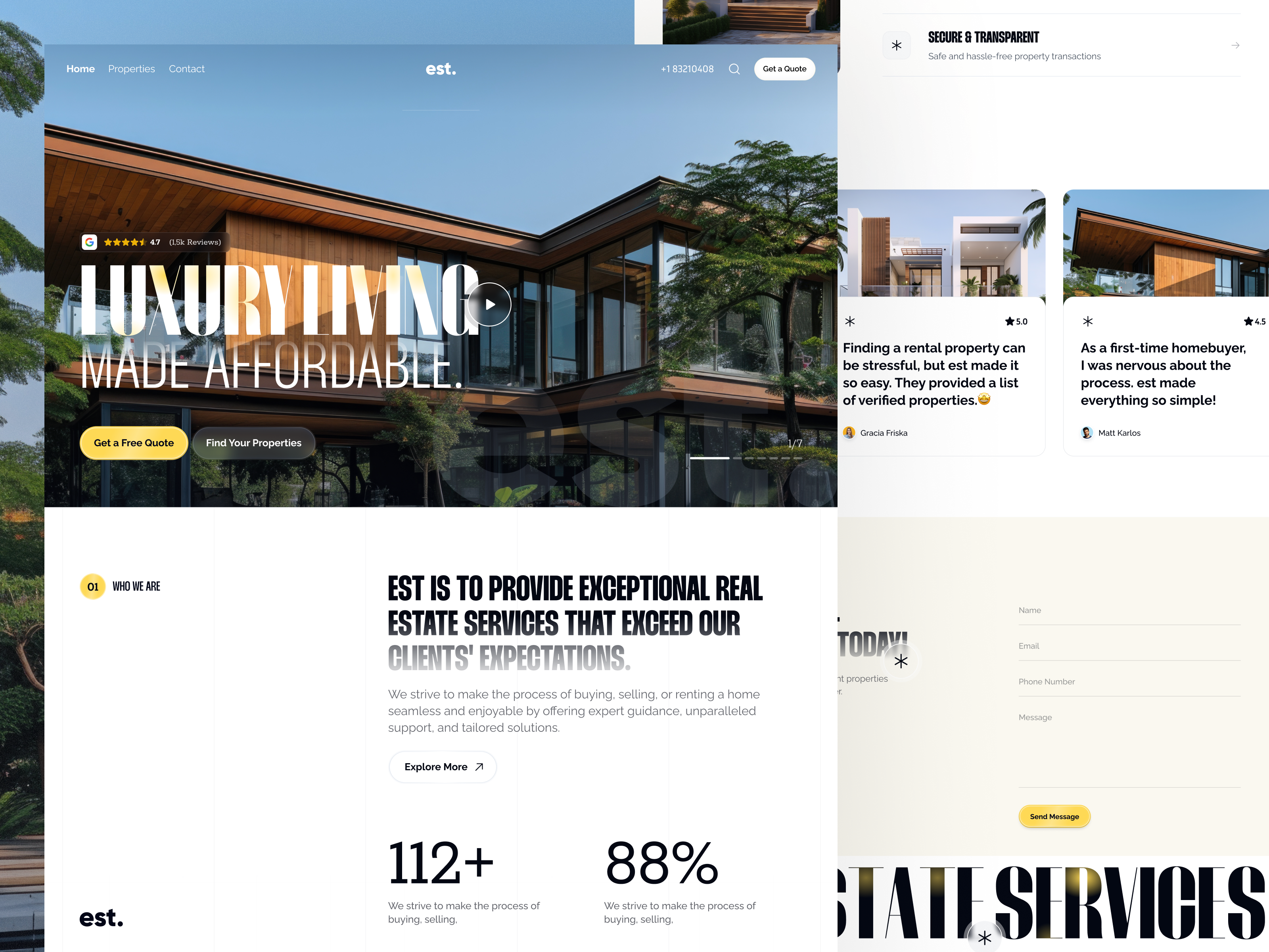 Real Estate Platform Landing Page Concept cottage design fariz landing page landingpage luxury villa minimalist property real estate realestate villa web web design website