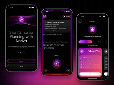 Chat AI Mobile App ai app ai assistant ai chat ai chat app ai chatbot ai interface ai mobile app ai voice app design chat bot dark mode mobile app plans pricing page pricing plan smart assistant subscribtion form subscription subscription page voice assistant