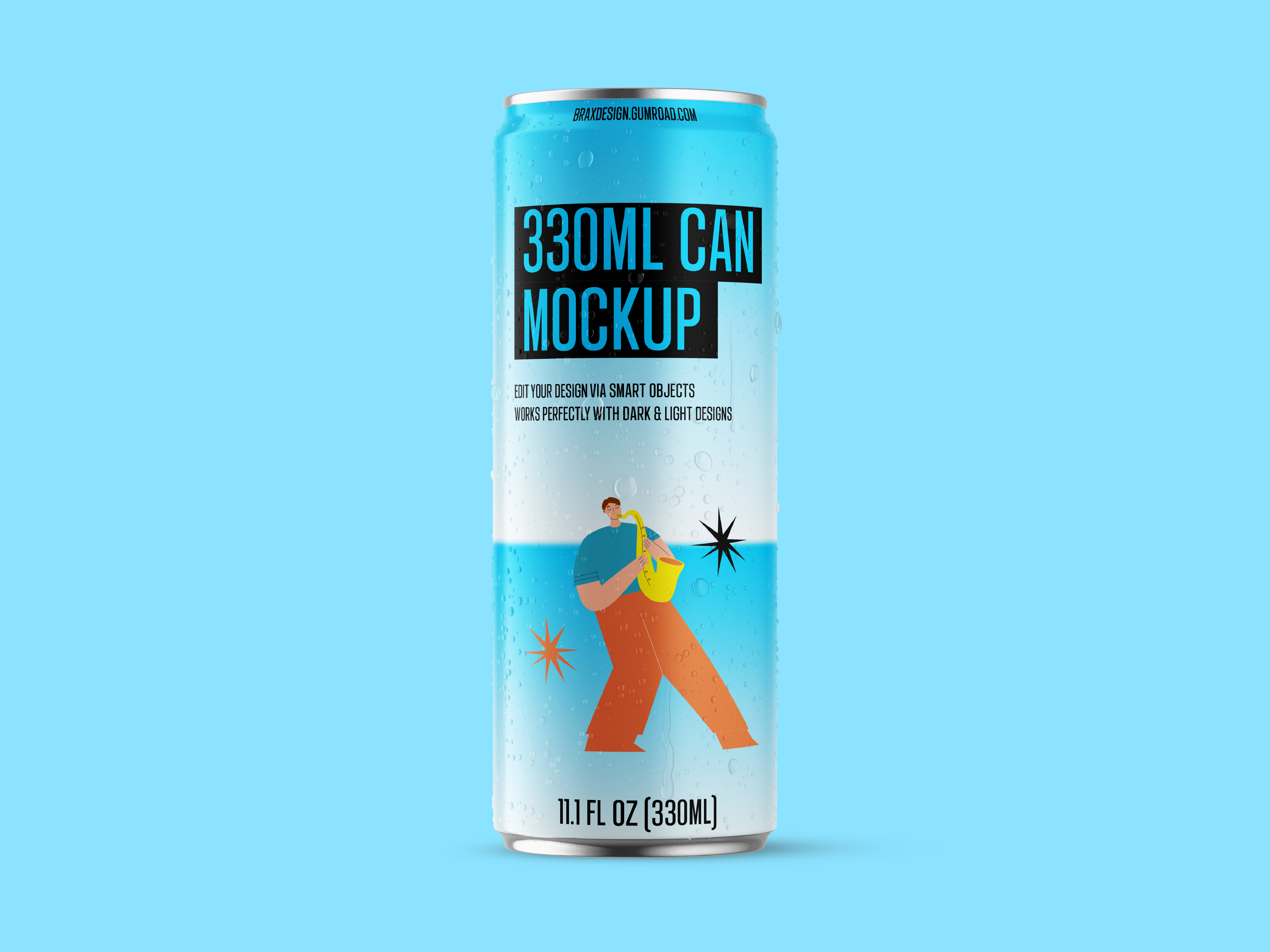 330ml Sleek Can Mockup with Water Droplets 330ml sleek aluminum beverages can freemockup mockup (psd)