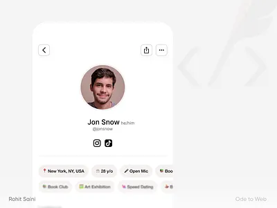 LGBTQ+ Community App Profile Screen Designed in Figma. android app clean community dating design elegant events ios lgbtq minimal mobile app profile ui username