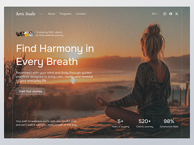 Aeris Studio — Wellness Website Concept business site company profile design header website healthy hero section homepage minimalist modern design studio website typography ui uidesign uiux ux uxdesign web design web page website wellness website