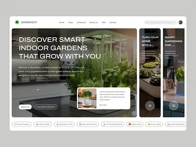 Gardenest | Smart Indoor Garden Website animation bento branding design garden hero home leaf plant shape smart technology ui ux website