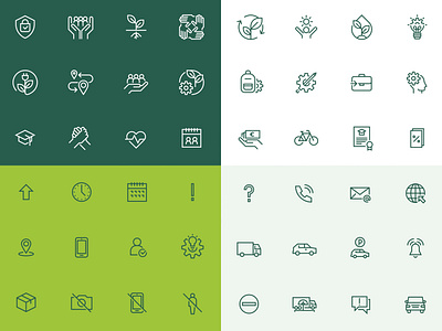 Icons for BEWITAL graphic design green icon set icons illustration transport vector