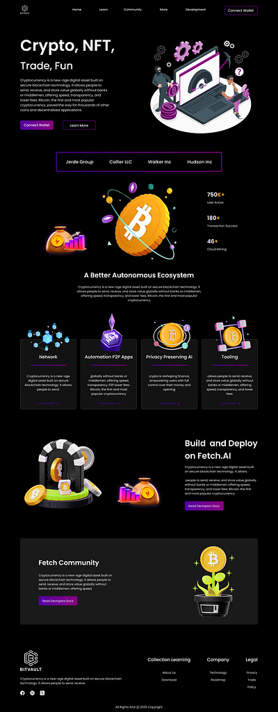 Crypto, NFT & AI Trading Website UI Design blockchainui cryptodesign cryptowebsite darkthemeui designinspiration dribbbleshowcase fintechdesign nftui uidesign uxdesign webdesign