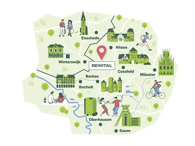 Map for BEWITAL design germany graphic design illustration map map illustration vector vector ill vector illustration