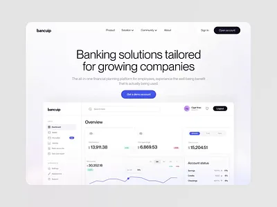 Bancuip - Finance Landing Page animation bank services banking finance financial website fintech fintech platform fintech startup fintech website design hero section landing page modern banking payments personal finance app revolut saas startup web design