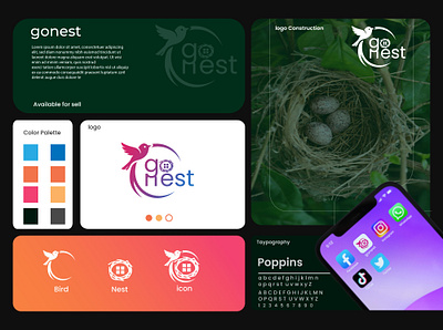 Modern Bird Nest Logo Design | Home & Property Brand Identity animal logo app icon bird logo bird nest branding design colorful logo creative logo elegant logo gradient logo home logo modern logo nature logo nest logo property logo real estate logo