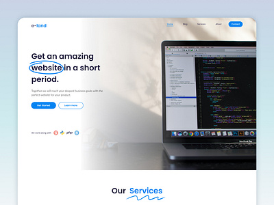 e-land Website UI Design - Landing Page branding design illustration landing page typography ui ux