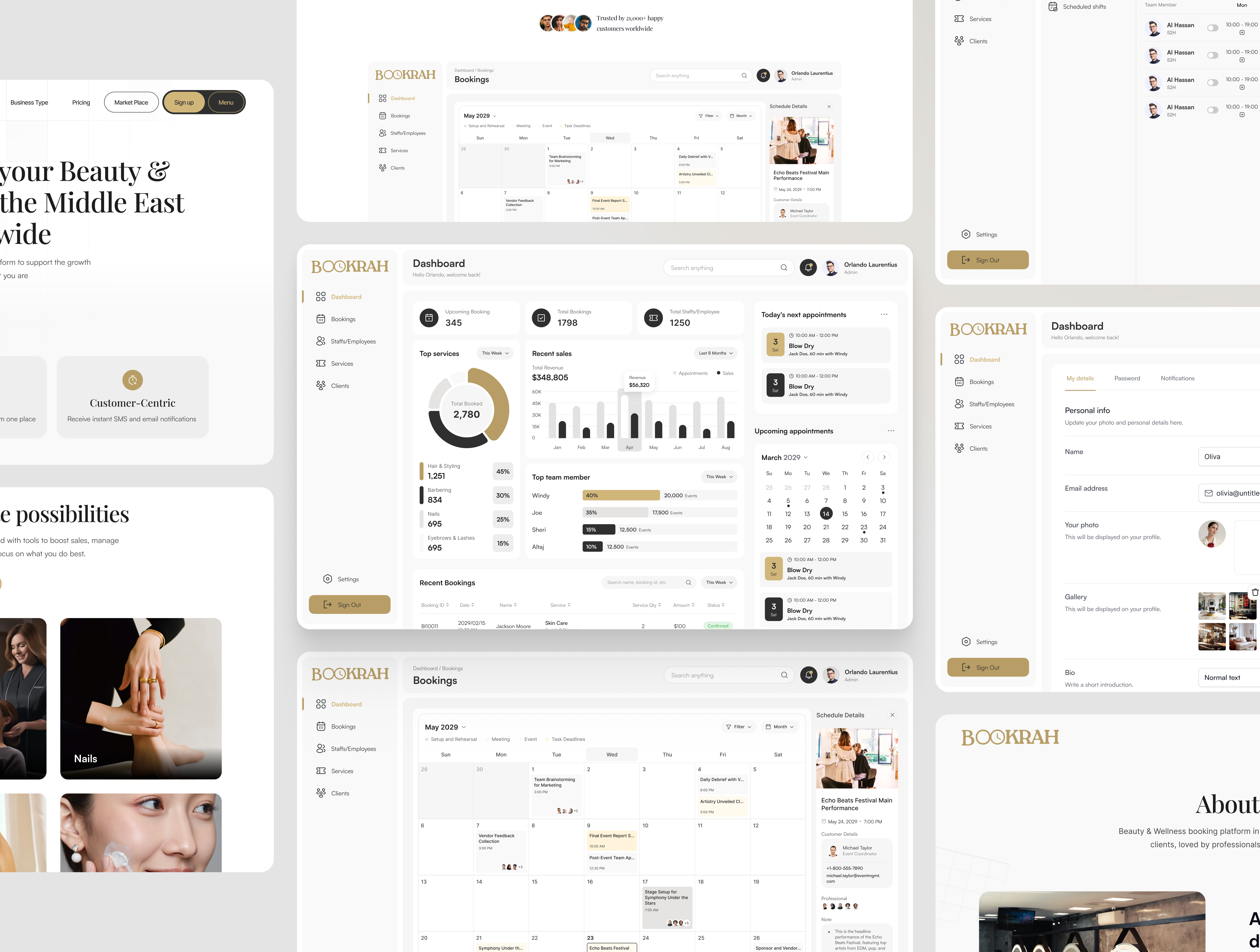 Reliable online salon booking platform UI dashboardui
