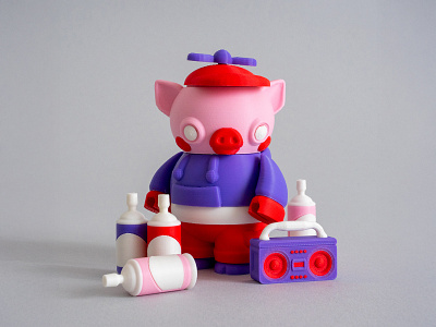 Taggy Funky Street Pig 3d 3d print 3d printing cha character characterdesign collection fdm graffiti pig street toy toy design urban