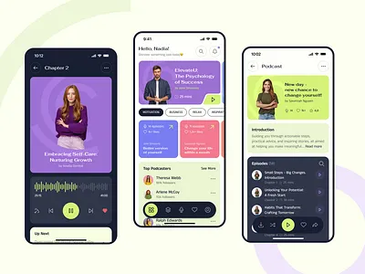 Podyssey - Podcast Mobile App app audio audiobook branding clean design illustration listen listen online logo mobile mobile app navigation player podcast responsive ui ux web