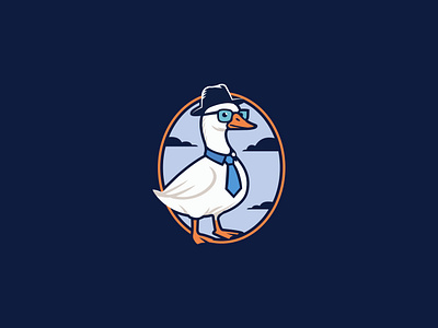 Gentleman Duck Logo Design badge brand design brand designer cafe clothing brand logo coffee shop coffee shop logo cute duck funny gentle chef goose logo identity identity designer logo mascot restaurant cafe restaurant mascot