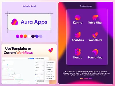 Aura Apps - Brand System Redesign apps atlassian aura brand identity design branding corporate freelance logo design gradient jeroen van eerden logo logo design logo redesign logo symbol modern branding modern logo system table filter visual identity visual identity design