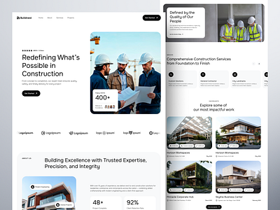 Buildnest – Construction Landing Page UX/UI architecture building construction construction website contractor design landing page minimal product design real estate residential ui ux web