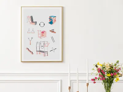 Pilates interior poster branding graphic design illustration logo pilates pilates art reformer