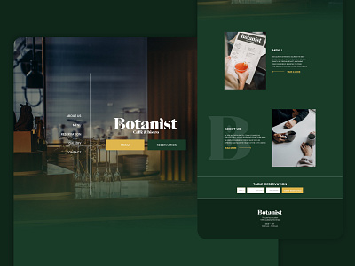 The desktop concept for a bistro landing page. bistro coffee exploring landing page reservation section tourism ui ux