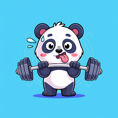 Fitness Weightlifting Panda Characters animal cartoon character cute exercise fitness funny gym illustration mascot panda weightlifting