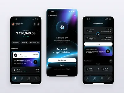 Crypto Mobile App - AI powered app artspire crypro crypro app cryptocurrency defi digital digital banking financial fintech investment ios mobile mobile app mobile ui payment screens wallet