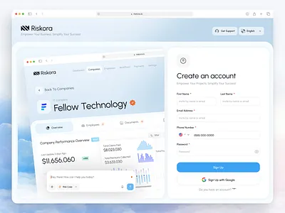 Riskora - Login Page Dashboard Saas ai calm chatbot clean dashboard forget password graphic design insurance login onboarding sign in ui ui kit ux web app