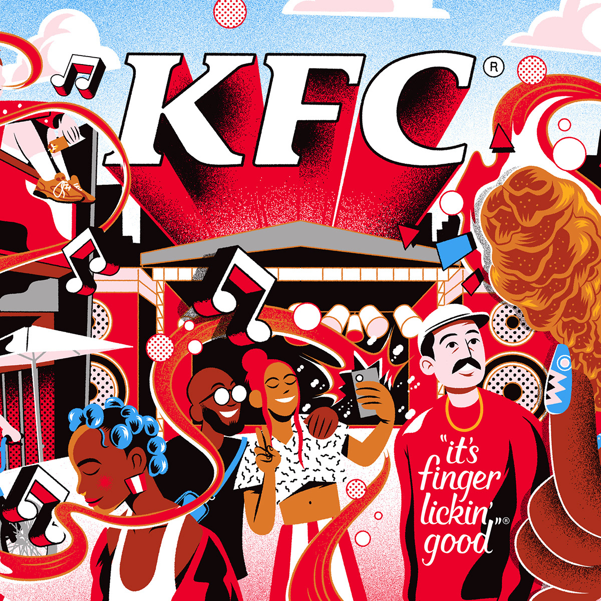 KFC Summer 2024 Buckets branding bucket bucket design design graphic design illustration kfc kfc illustration package design package illustration summer