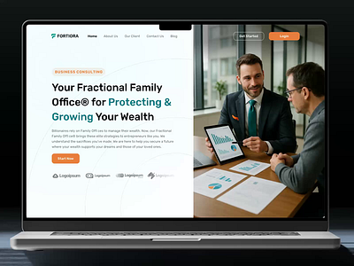 Fortiora - Wealth Agency Landing Page - Animation animation clean company corporate finance interaction investment landing page management motion graphics stories template ui uiux wealth web design
