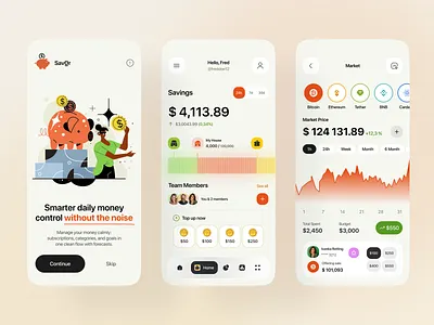 Smart Finance & Savings App app app design bank banking design finance finance app fintech fintech app mobile mobile app ui ux wallet