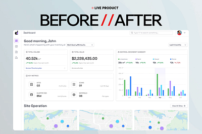 Bulk Inventory Tracking SaaS Dashboard Redesign app design best design agency best designers on dribbble bottomlineux bulk material dashboard data visualization dscribe inventory inventory management mafruh faruqi product design redesign saas design saasfactor sohag islam startups y combinator
