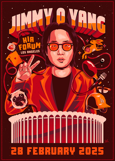 Jimmy O Yang Live At The Kia Forum Poster advertising branding design graphic design illustration jimmy o yang poster poster art poster design typography
