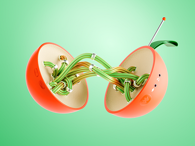 Digital Fruit – 3D Illustration, CG Experiment 3d 3d art 3d concept design 3d design 3d digital art 3d graphic 3d graphics 3d illustration 3d render 3d visuals cg cg art colorful funny illustration illustration art material modern product design render
