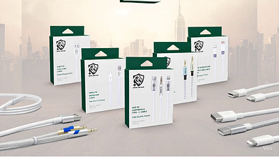 Elegant Retail design for Green Lion Plus Mobile Charge Cable branding design graphic designer illustration label design mockup packaging design packaging designer structural design tech product packaging ui