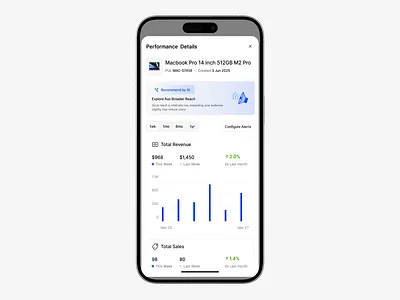 Performance Details ai app apple bar chart clean ui data icome mac mobile app mobile ui outcome performance popup product design speaker statistics ui ui mobile uiux