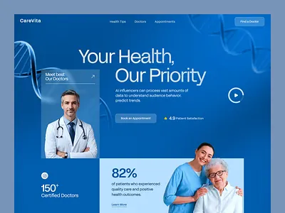 CareVita -Medical website | Header Exploration best design agency doctor appointment doctor profile ui header health website healthcare healthcare ui design healthcare web design healthcare website hero section landing page medical website design medicare medicare website patient focused ui telemedicine web design top design agency ui ux web design