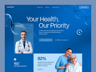 CareVita -Medical website | Header Exploration best design agency doctor appointment doctor profile ui header health website healthcare healthcare ui design healthcare web design healthcare website hero section landing page medical website design medicare medicare website patient focused ui telemedicine web design top design agency ui ux web design