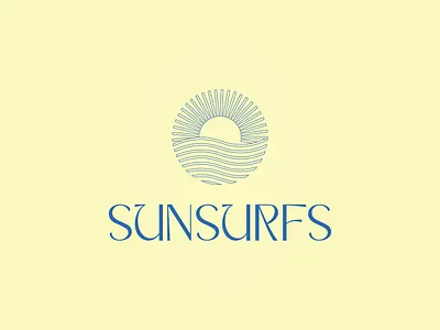 SUNSURFS, a beach surfing event organizers...... branding logo