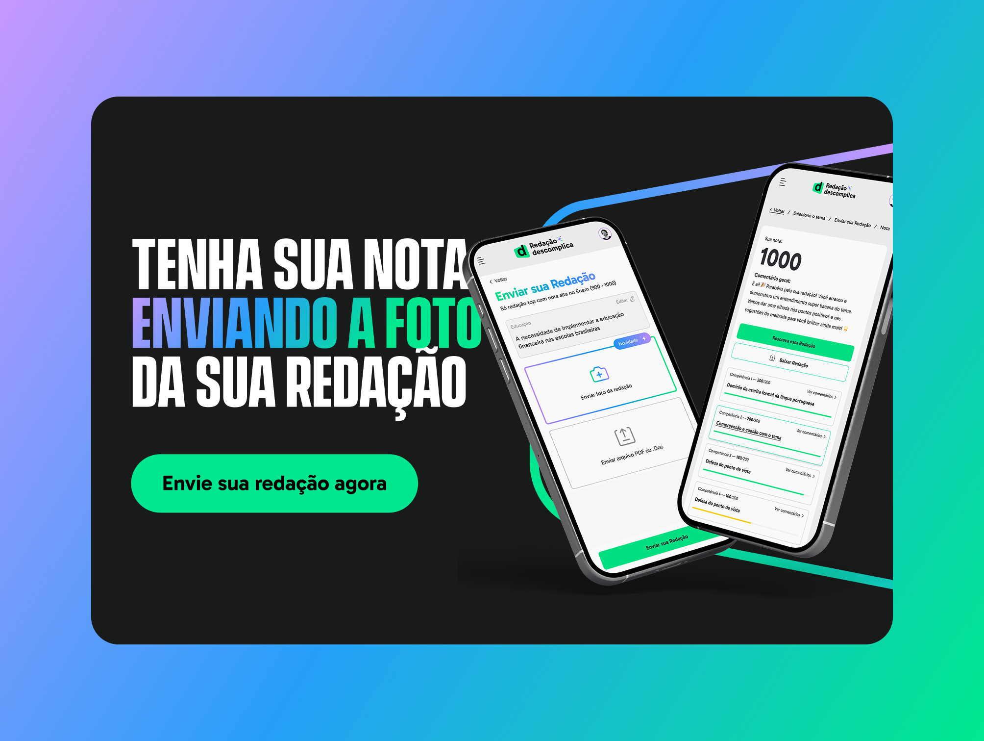 Design sessão redação descomplica descomplica gradiente graphic design landing page lp mockup product design ui ux