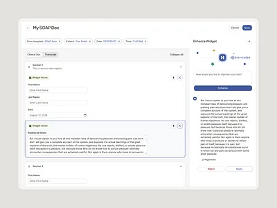 HI - Design Exploration ai branding builder design draganddrop illustration logo minimal product recording sections summary transcription ui ux voice widgets