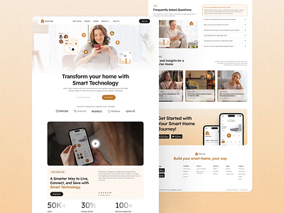 Smart Home App - Landing Page animation branding clean cleandesign design homepage interface landingpage light minimal minimalist mobile product smartapp smarthome ui uiux ux webprofile website