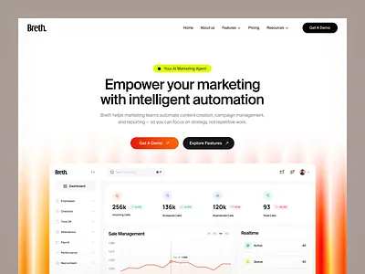 Breth. Header Exploration agency ai ai agent ai marketing agent landing page marketing saas saas website web web design website