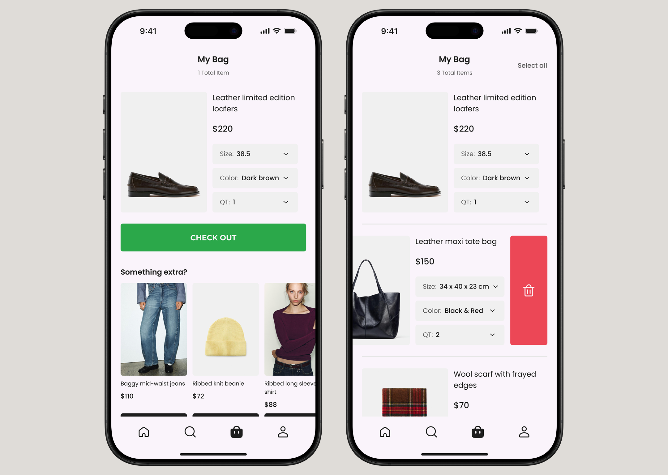 E-COMMERCE BAG PAGE CONCEPT app appconcept bag cart cart concept cart page cart ui concept e commerce ecommerce ecommerce concept mobile mobile app ui mobile concept shopping ui ui design uiux ux uxui