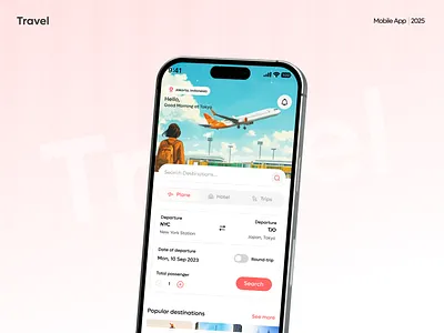 Wayfind – Smart Travel Planner App booking flight minimal ui