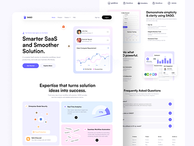 SAGO - SaaS Landing Page animation branding business website clear work design financial web graphic design interior design minimal design modern web product saas design saas landing page saas ui ui ux web design website design