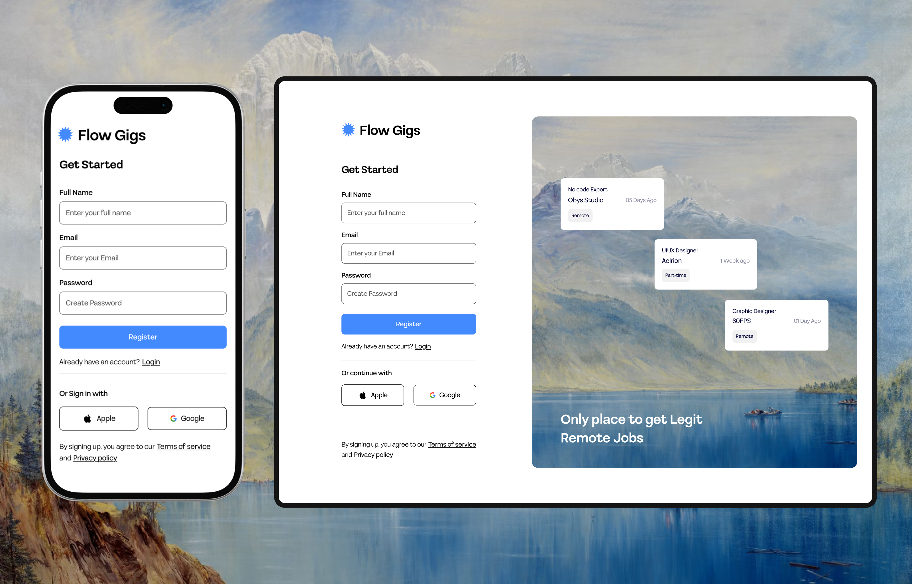 Flow Gigs | Sign Up explorations figma on boarding sign up ui ux web design webflow