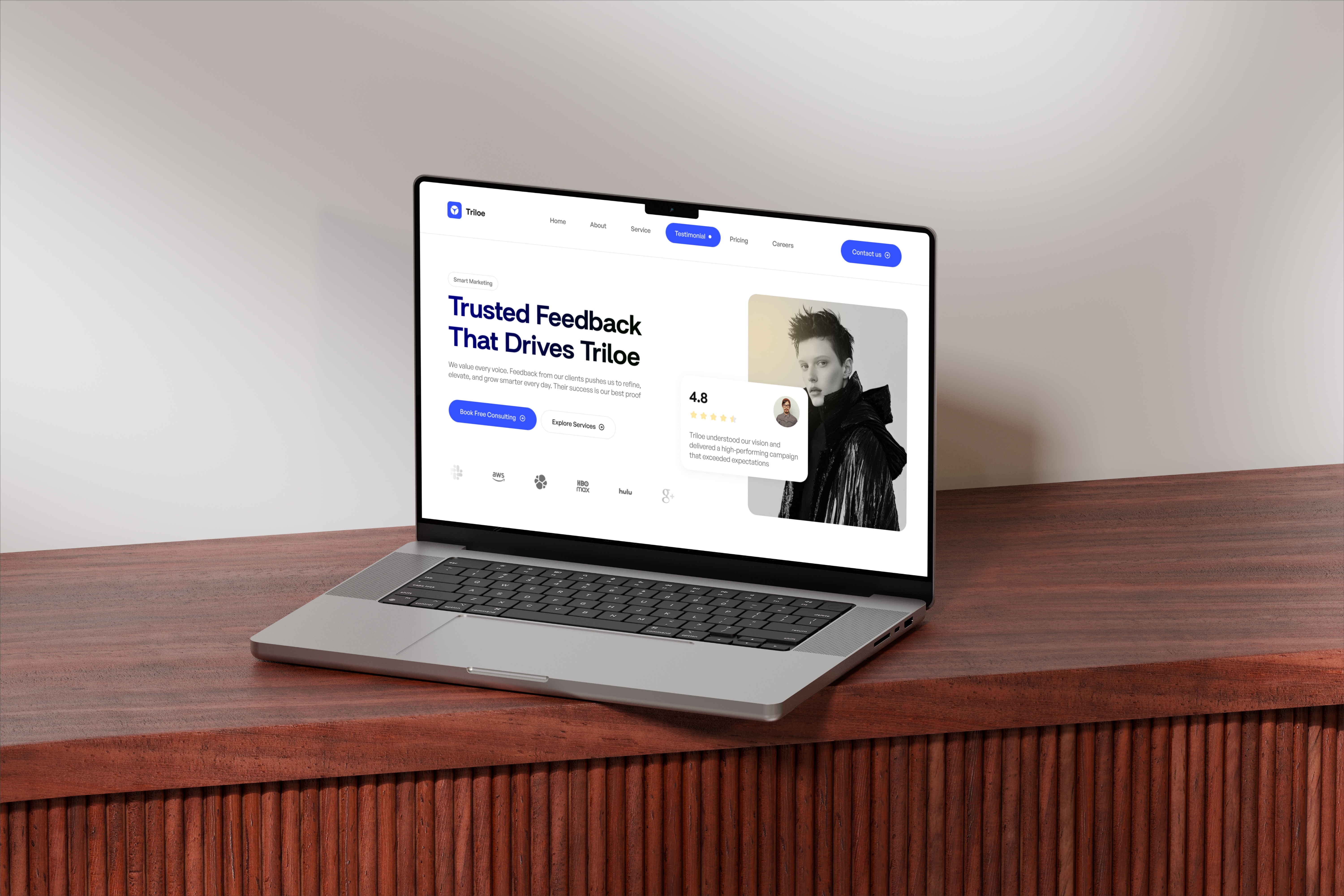 UI Wiki - Client Testimonials Website UI free consultation button
